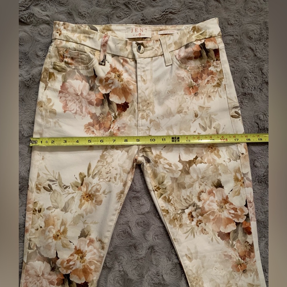 7 For All Mankind Floral Print Ankle Skinny Jeans/Pants•EUC•Sz. 2 - Picture 11 of 14